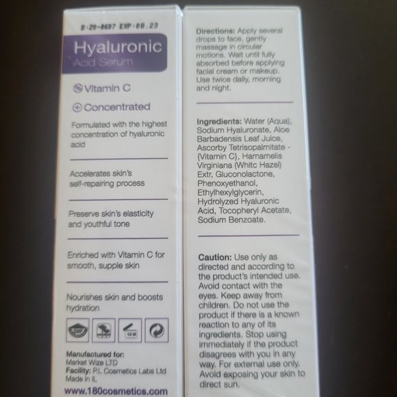 Hyaluronic Acid Face Serum by 180 Cosmetics 2 pk Brand New - Picture 6 of 8